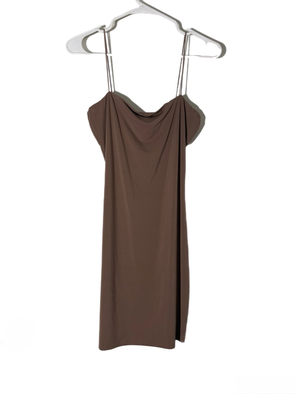 Love Tree Brown Satin Cowl Slip Dress